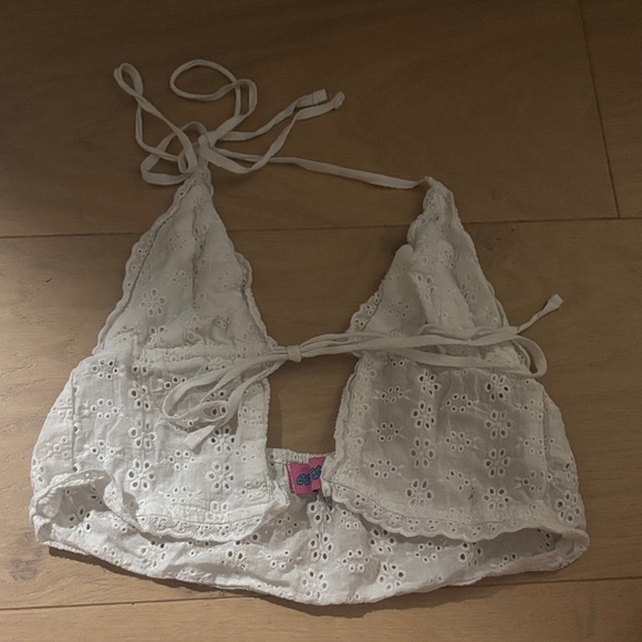 Edikted Tops - Edikted White Eyelet Lace Tank Top